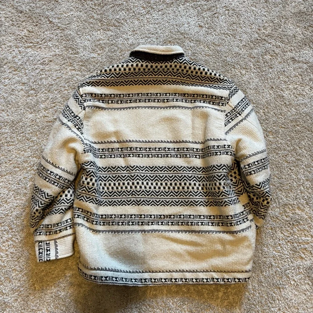 Vintage 90s Western Style Full Zip Jacket Mens Medium Blanket Lined‎ Wool Blend